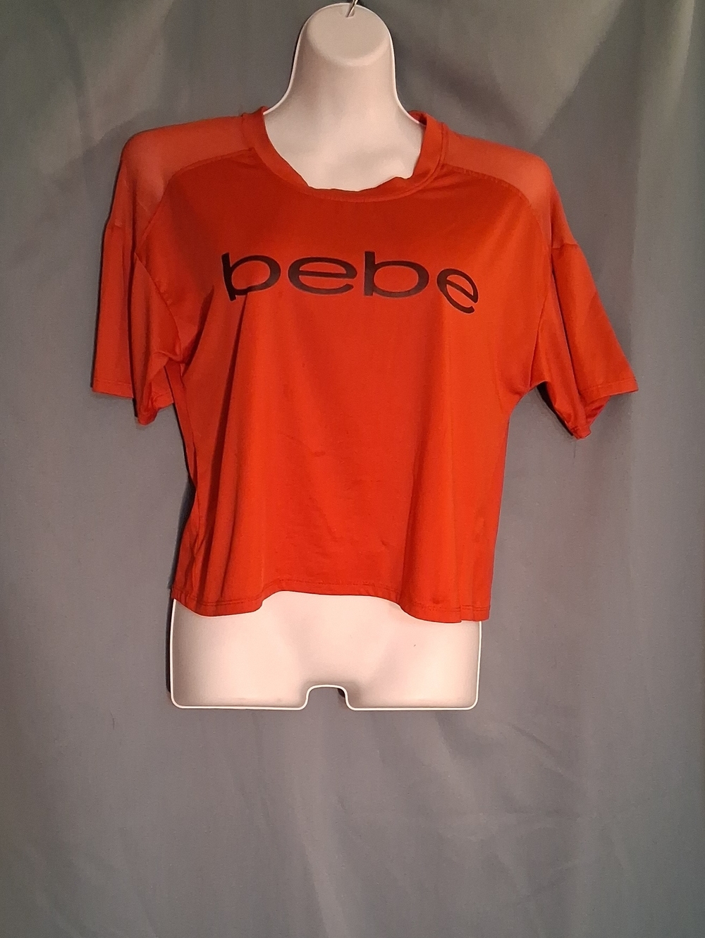 bebe Orange Logo Crop Tee Top